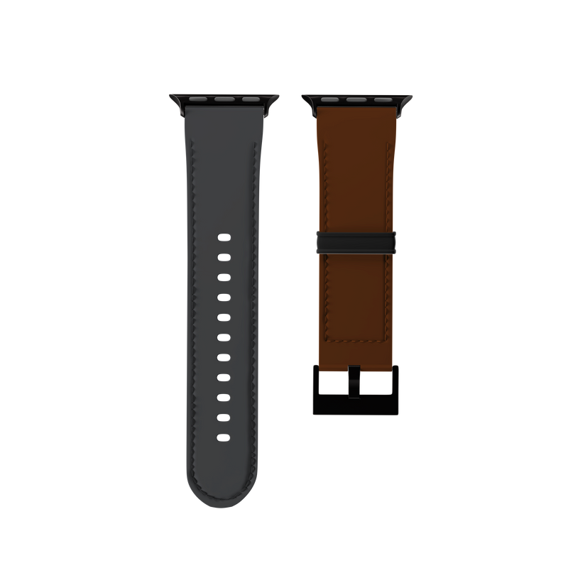 Chocolate and Grey Bicolor Contrast Collection Band For Apple Watch