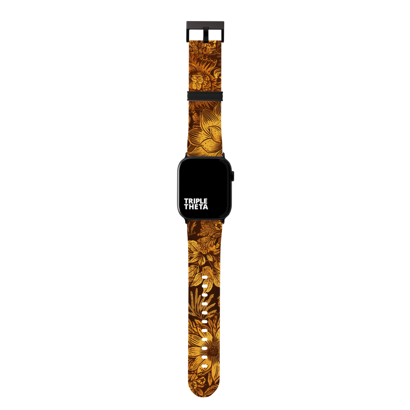 Gold and Brown Super Flower Collection Band For Apple Watch
