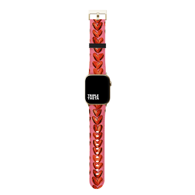 Orange Painted Heart Collection Band For Apple Watch