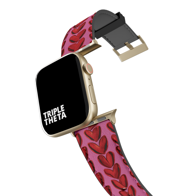 Red Painted Heart Collection Band For Apple Watch