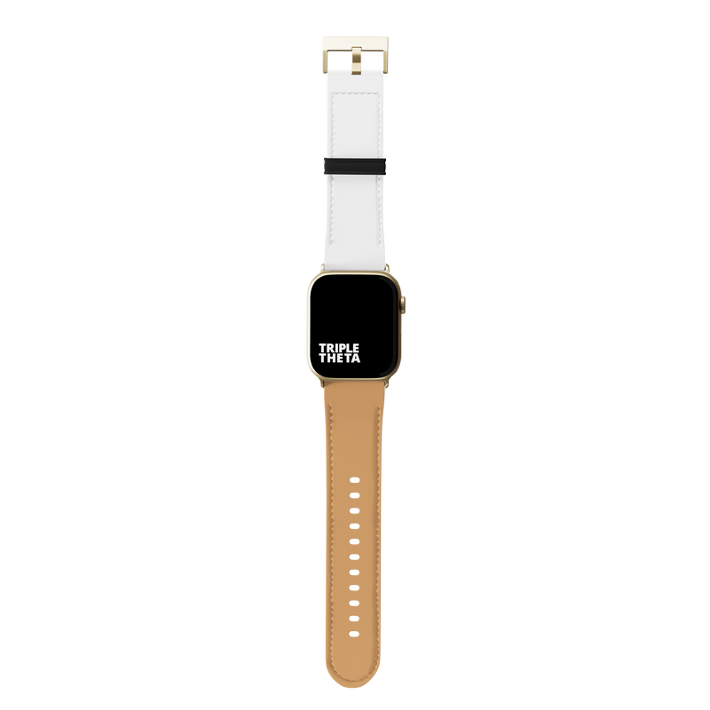 White and Tan Bicolor Contrast Collection Band For Apple Watch