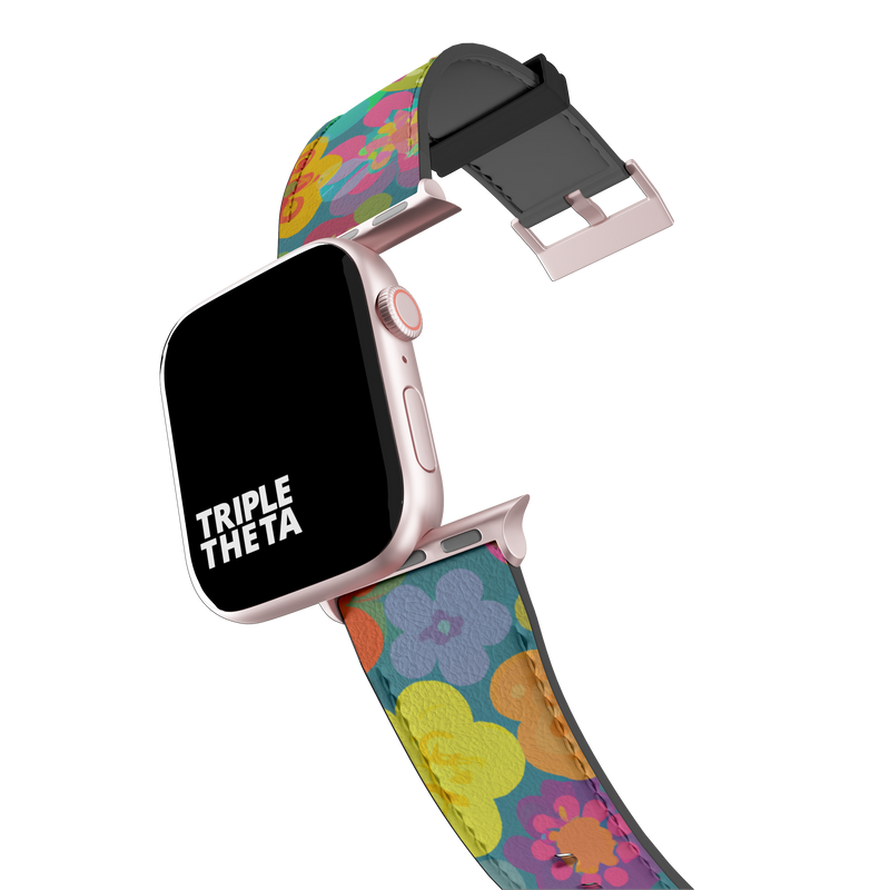 Blue Retro Floral Collection Band For Apple Watch