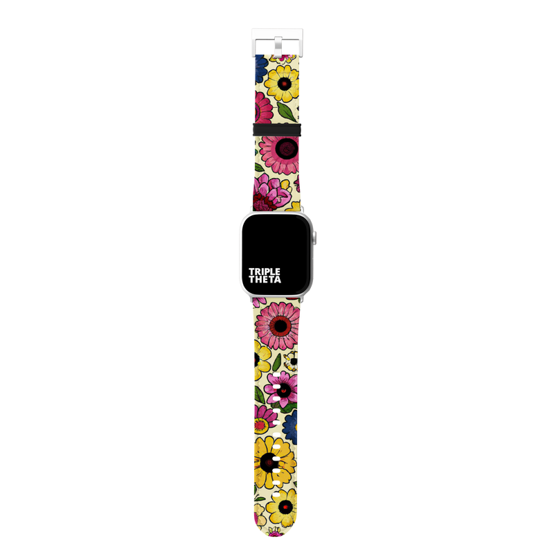 Bright Yellow Ultra Retro Floral Collection Band For Apple Watch