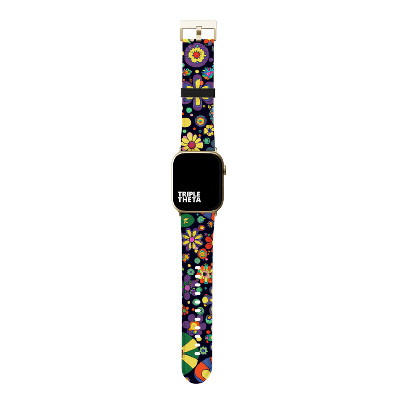 Burnt Sienna Retro Floral Collection Band For Apple Watch