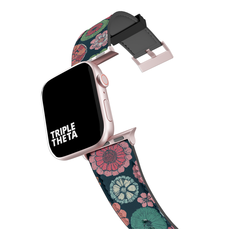 Dark Blue Retro Floral Collection Band For Apple Watch