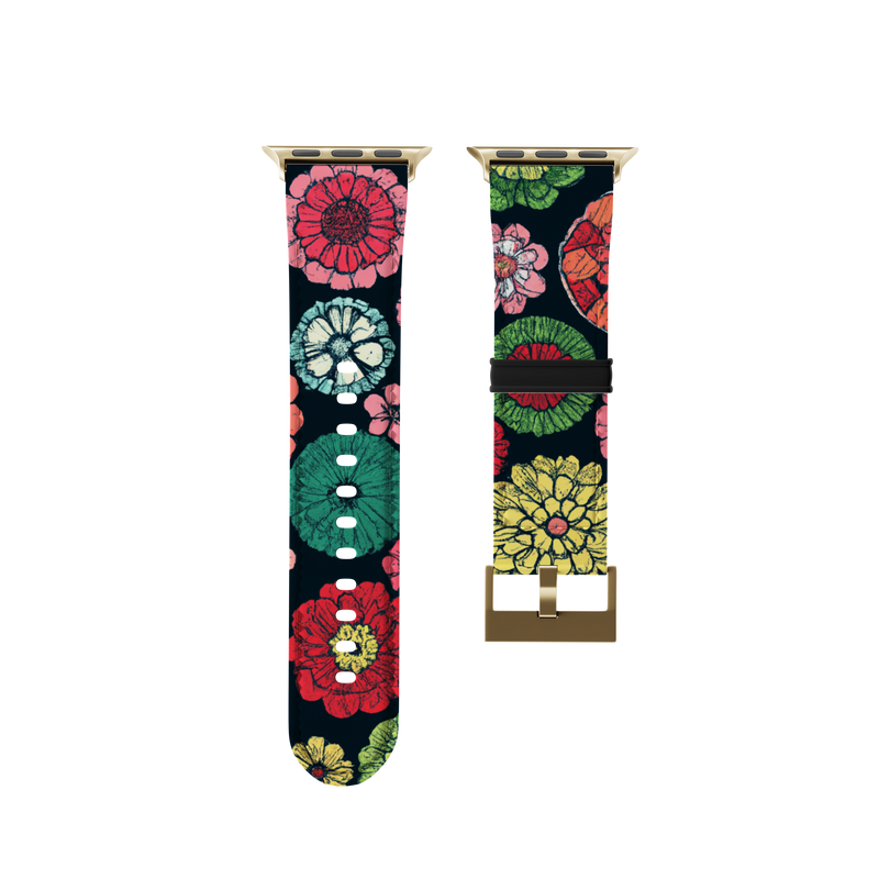 Dark Blue Retro Floral Collection Band For Apple Watch