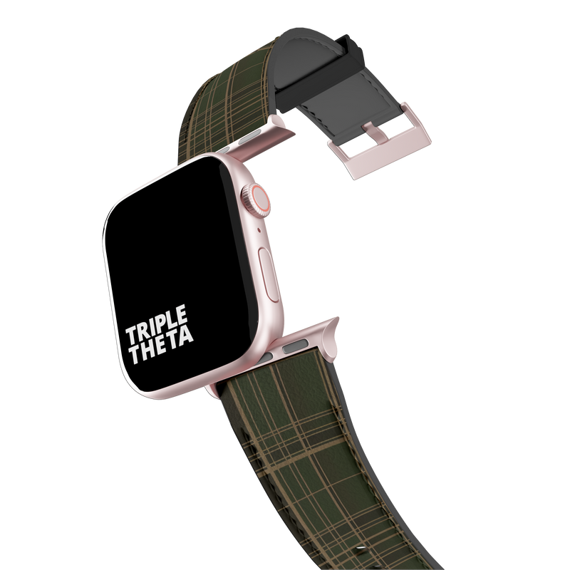 Deep Olive Green Plaid Collection Band For Apple Watch