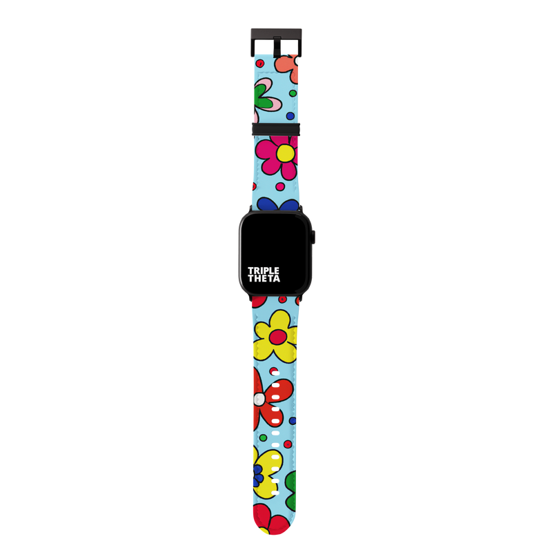 Lively Blue Retro Floral Collection Band For Apple Watch
