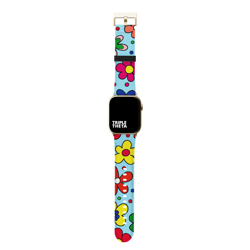 Lively Blue Retro Floral Collection Band For Apple Watch