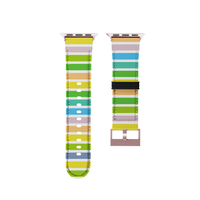 Pastel and White Super Stripes Collection Band For Apple Watch
