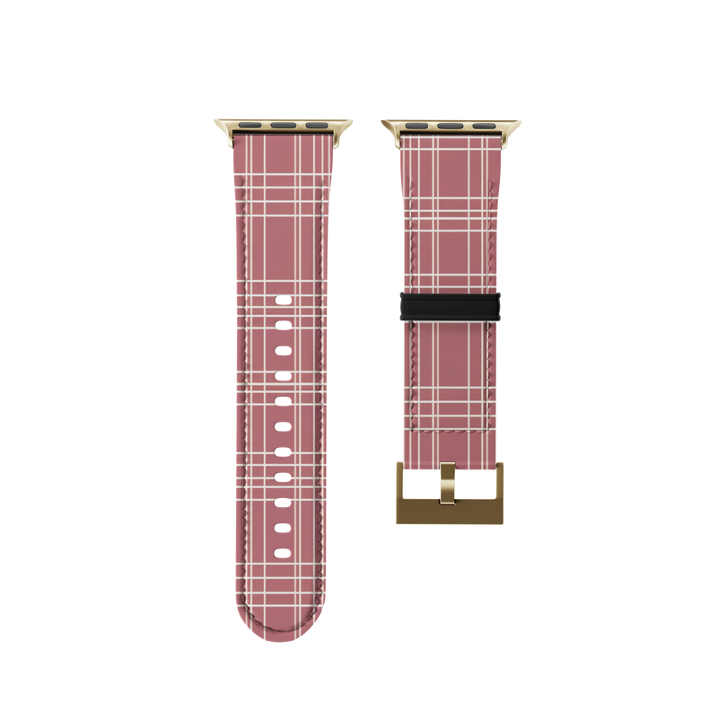 Pink And White Plaid Collection Band For Apple Watch