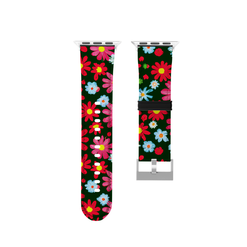 Pink Green Blue Ultra Retro Floral Collection Band For Apple Watch