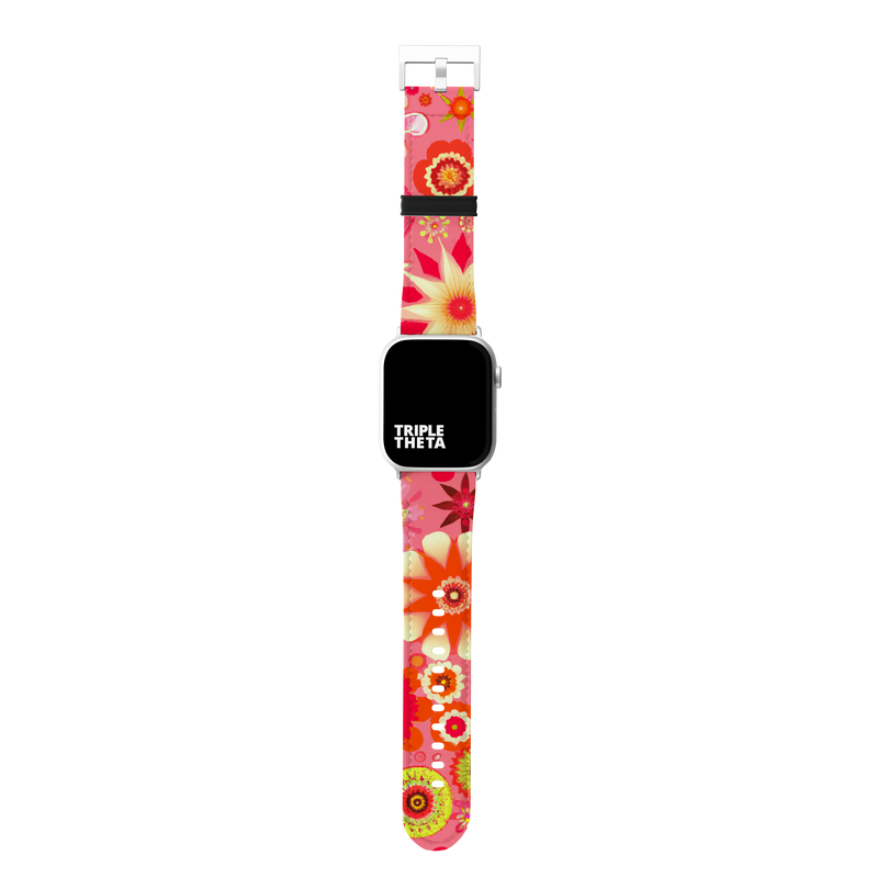 Super Pink 80s Style Flower Print Floral Collection Band For Apple Watch