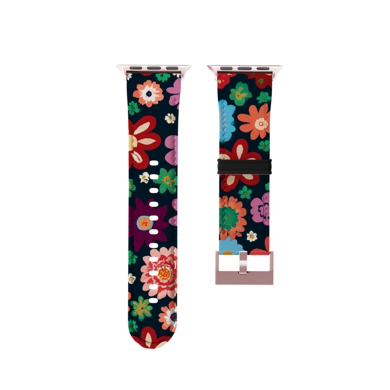 Tyrian Maroon Retro Floral Collection Band For Apple Watch