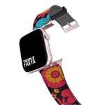 Vibrant Blue And Red Retro Floral Collection Band For Apple Watch