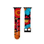 Vibrant Blue And Red Retro Floral Collection Band For Apple Watch