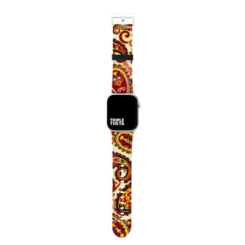Yellow Orange Red Paisley Collection Band For Apple Watch
