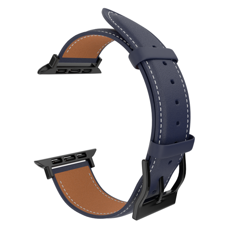 the slate triple theta leather watchband for apple watch dark blue